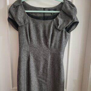 Louben Grey Tweed Square Neck Sheath Dress - Size 4